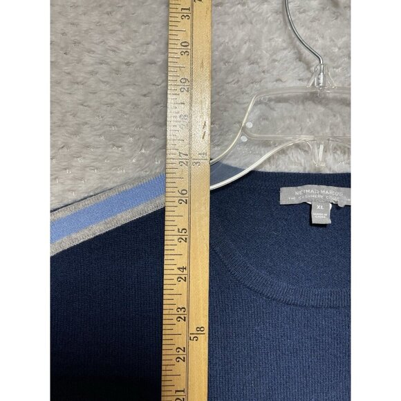 Neiman Marcus Men's Blue Cashmere Long Sleeve Knit Pullover Sweater Size XL - Picture 9 of 10